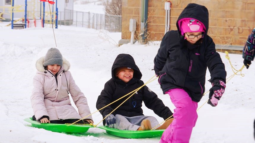 Winter games keep students active during the cold months in Keeseekoowenin