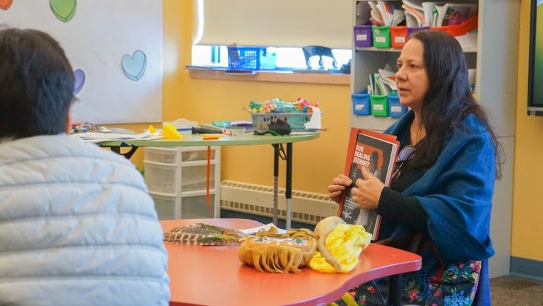 MFNERC Language and Culture team deliver an overview of new Residential School learning kit bundles.